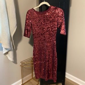 Red sequin dress